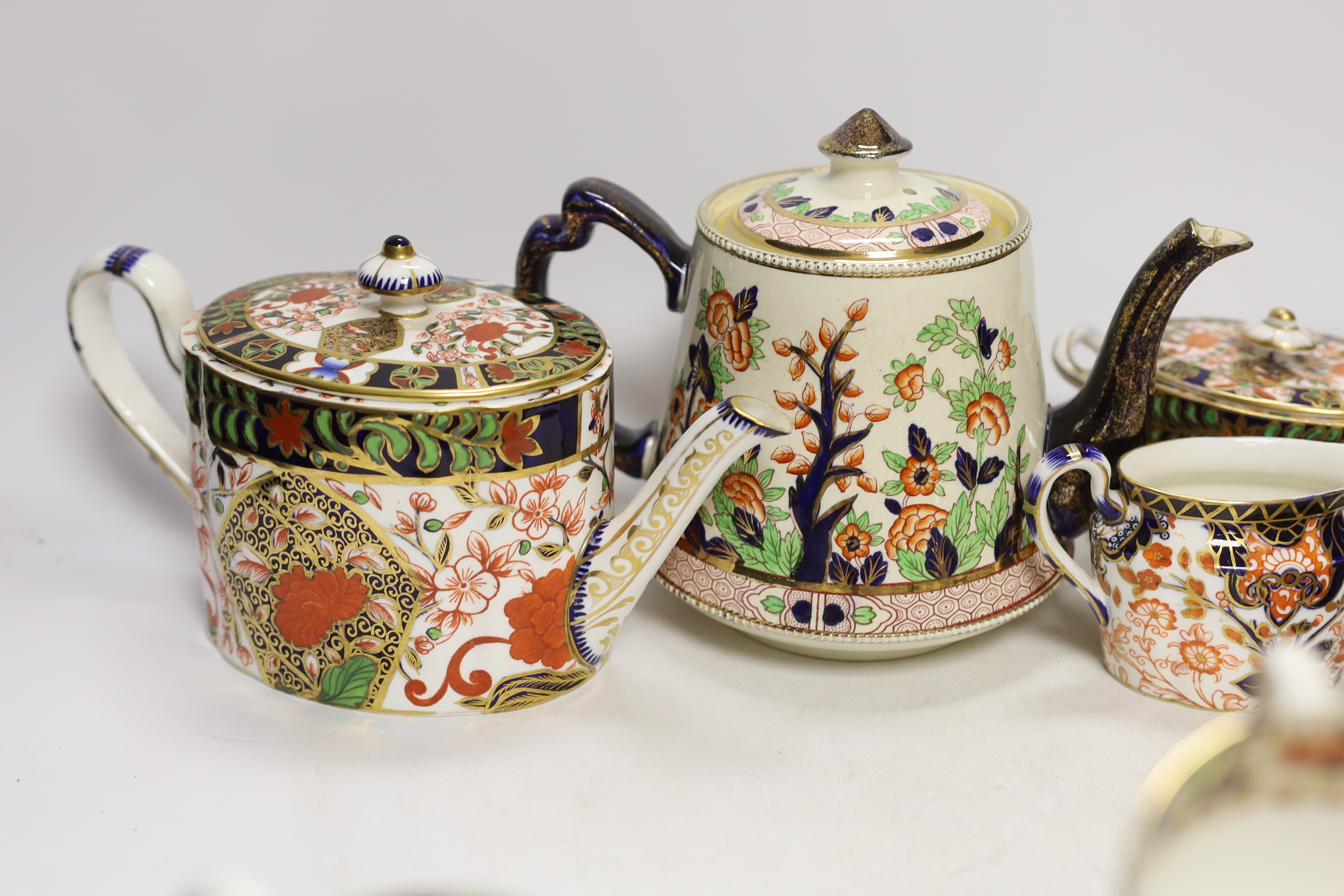 A group of Imari pattern teawares including Royal Staffordshire and Crown Derby